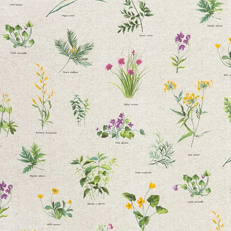 textile Tischdecke Jacquard beschichtete Baumwolle FB RENOIR Kräuter eckig rund oval