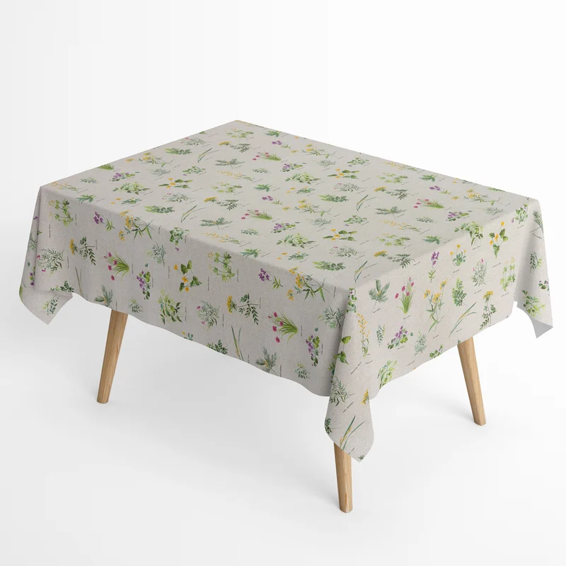 textile Tischdecke Jacquard beschichtete Baumwolle FB RENOIR Kräuter eckig rund oval