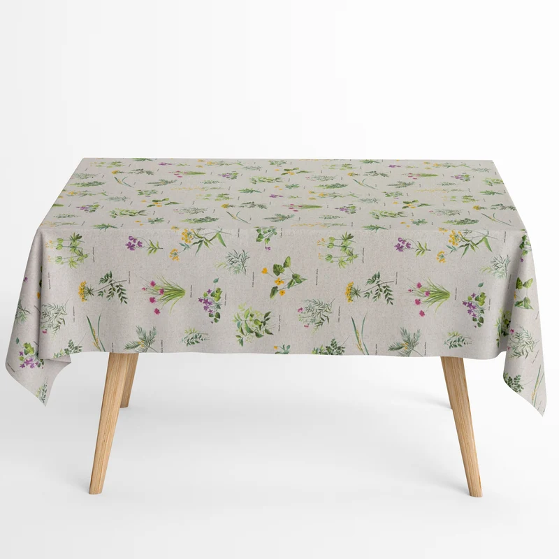 textile Tischdecke Jacquard beschichtete Baumwolle FB RENOIR Kräuter eckig rund oval