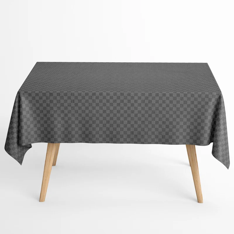 textile Tischdecke Jacquard beschichtete Baumwolle PICASSO karo kariert grau eckig rund oval