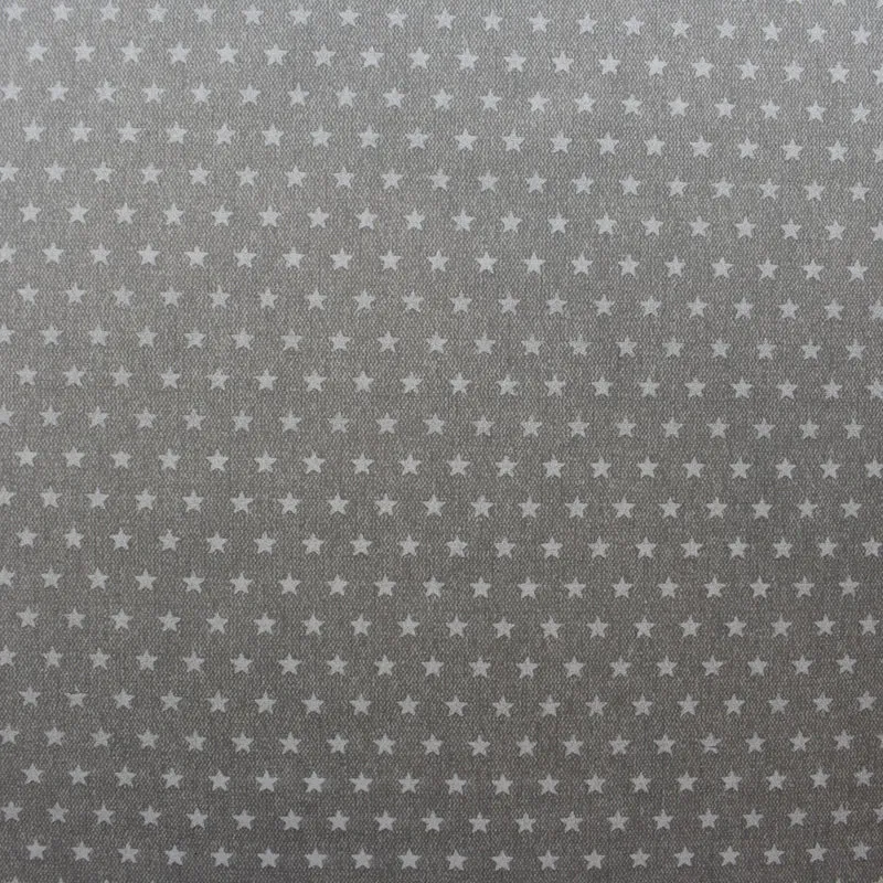 textile Tischdecke Jacquard beschichtete Baumwolle ESTELLA weiße Sterne auf grau eckig rund oval