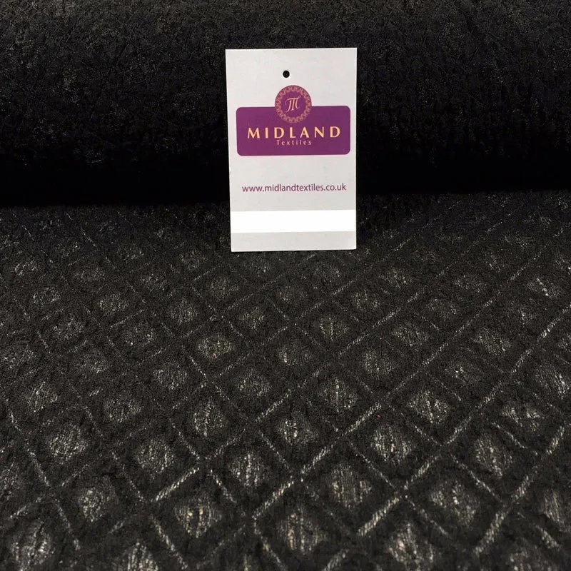 Black emboss Geometric stretch Jersey dress fabric 58" M186-37 Mtex