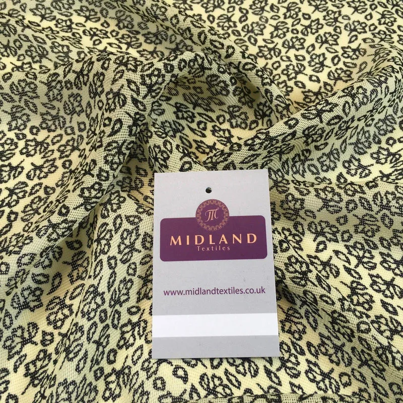 Black Cream Floral textured moss crepe dress fabric 44" M145-64 Mtex
