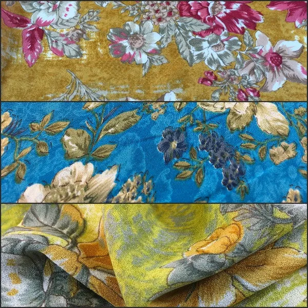 Lightweight Floral Printed Rayon Crepe dress fabric 39" wide M664