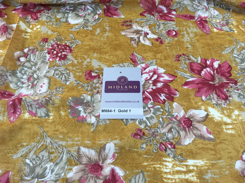 Lightweight Floral Printed Rayon Crepe dress fabric 39" wide M664
