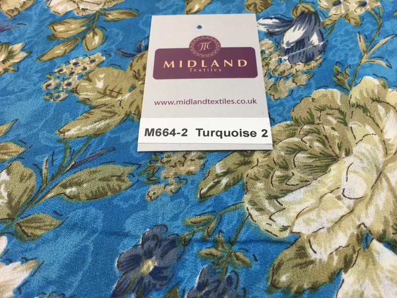 Lightweight Floral Printed Rayon Crepe dress fabric 39" wide M664