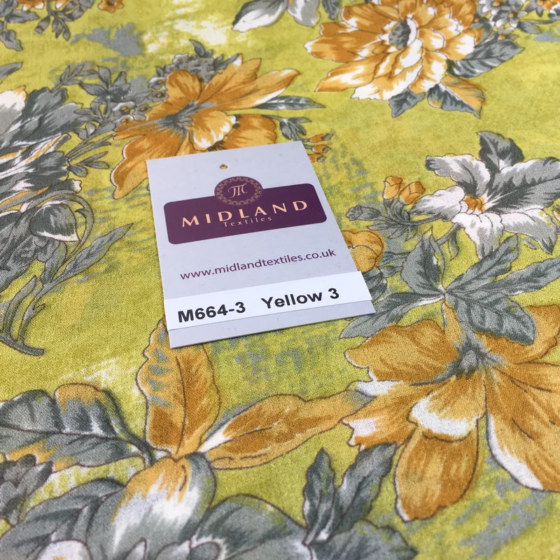 Lightweight Floral Printed Rayon Crepe dress fabric 39" wide M664