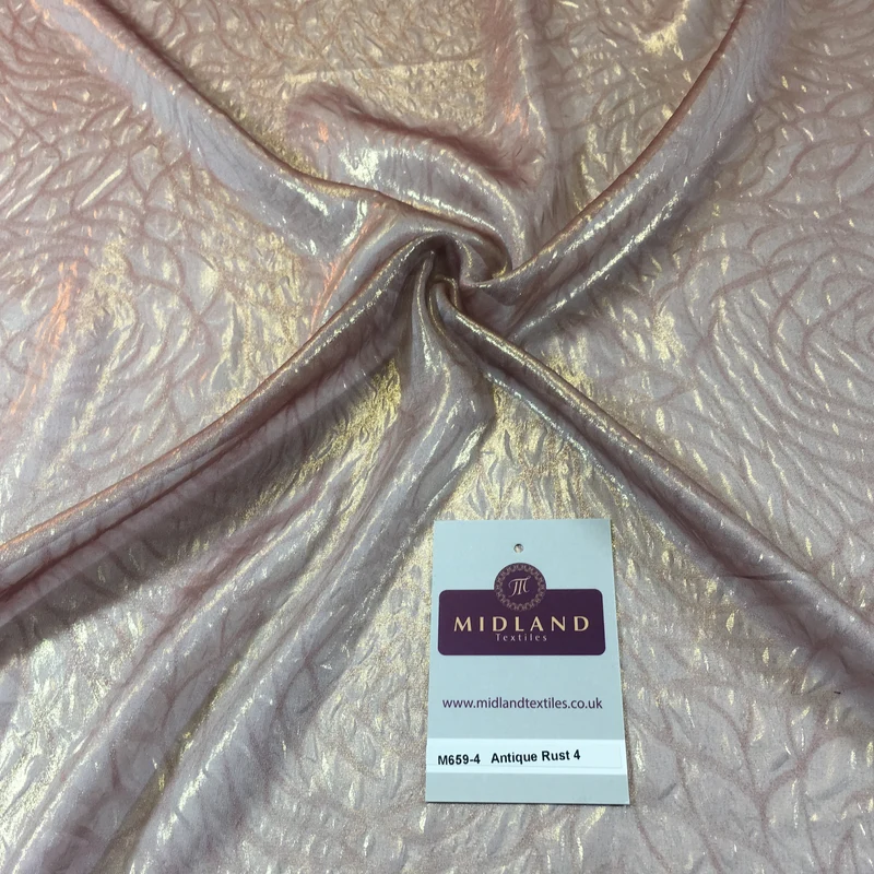 Lightweight Marble Gold Shimmer embossed foil Chiffon fabric 58" wide M659 Mtex