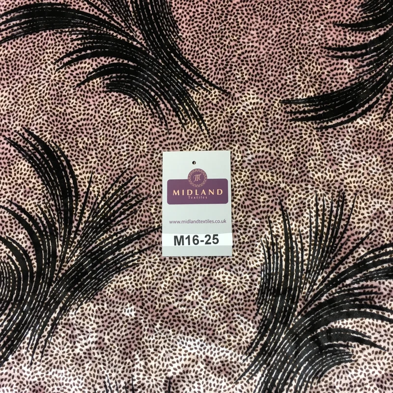 Rose Pink feathery Plant Velvet one way stretch dress fabric 58" wide M16-25