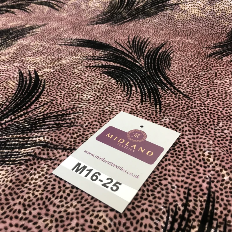 Rose Pink feathery Plant Velvet one way stretch dress fabric 58" wide M16-25