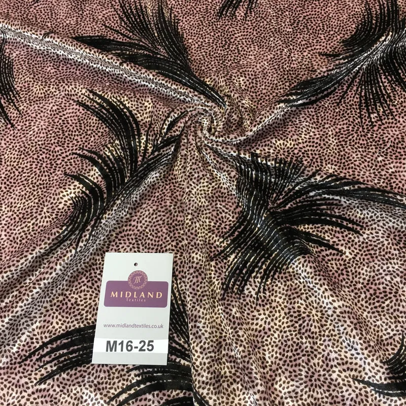 Rose Pink feathery Plant Velvet one way stretch dress fabric 58" wide M16-25