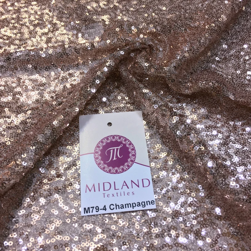 Sensational 3mm Sewn On allover Sequins On Net Fabric 48" Wide Dress Fabric M79 Mtex