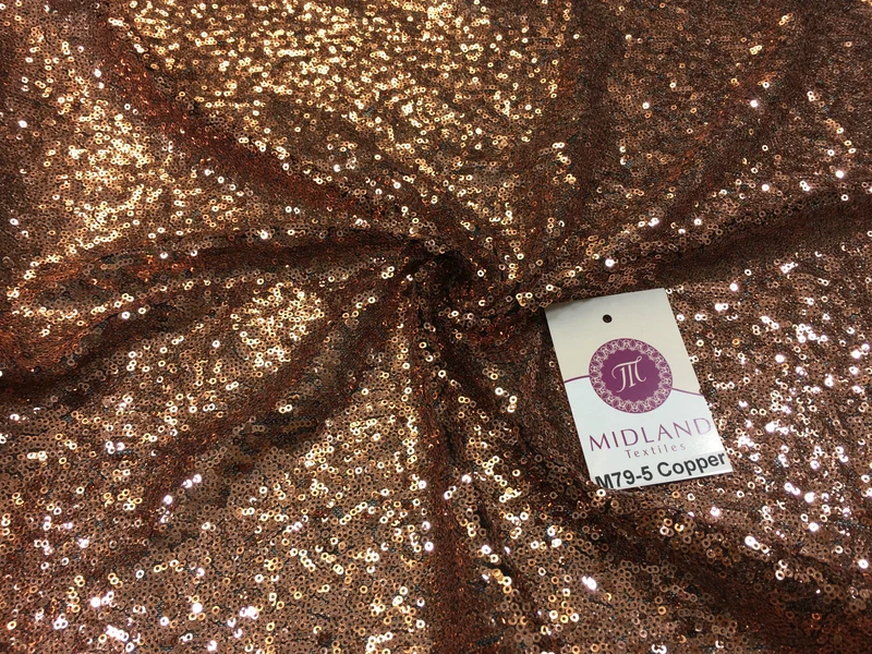 Sensational 3mm Sewn On allover Sequins On Net Fabric 48" Wide Dress Fabric M79 Mtex
