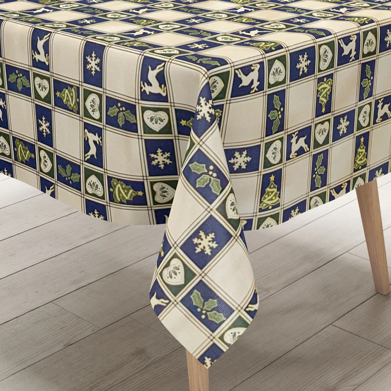 Wachstuch Tischdecke G341 Rentier Weihnachten Advent kariert eckig rund oval