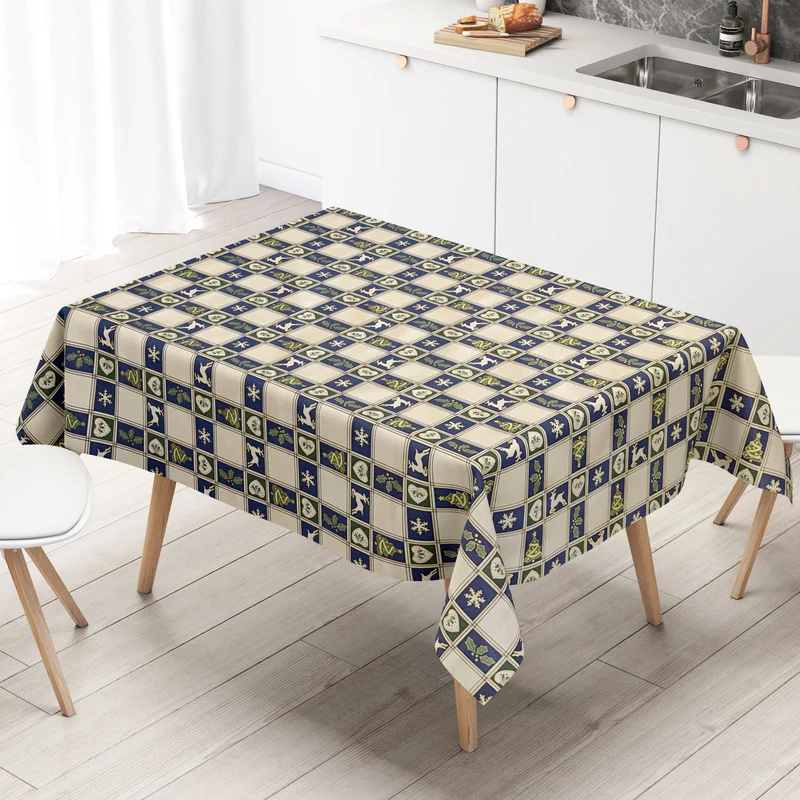 Wachstuch Tischdecke G341 Rentier Weihnachten Advent kariert eckig rund oval