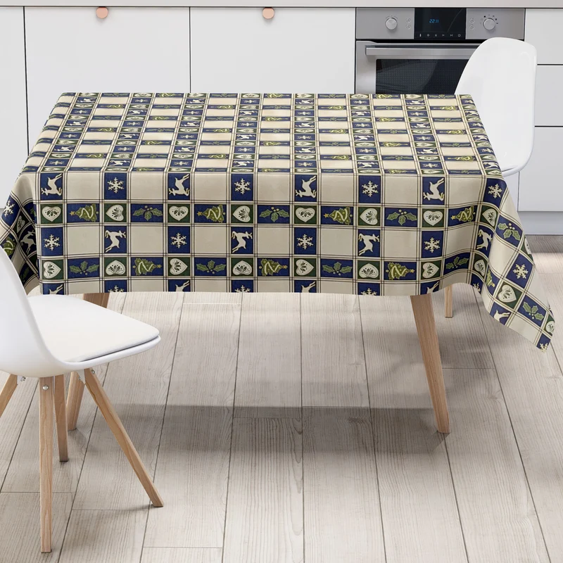 Wachstuch Tischdecke G341 Rentier Weihnachten Advent kariert eckig rund oval