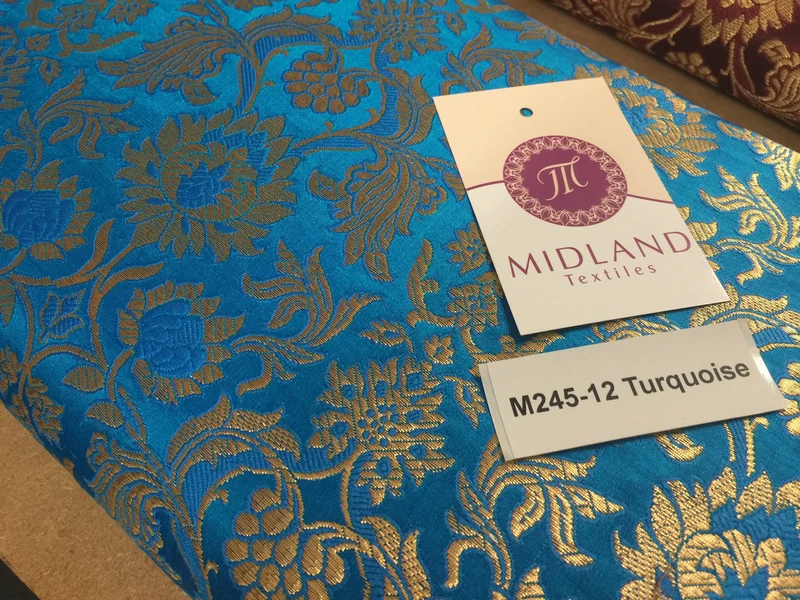 Indian Banarsi Gold Floral Faux Silk Brocade 43" Wide M245 Mtex