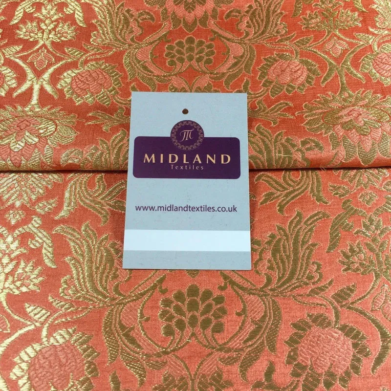 Indian Banarsi Gold Floral Faux Silk Brocade 43" Wide M245 Mtex