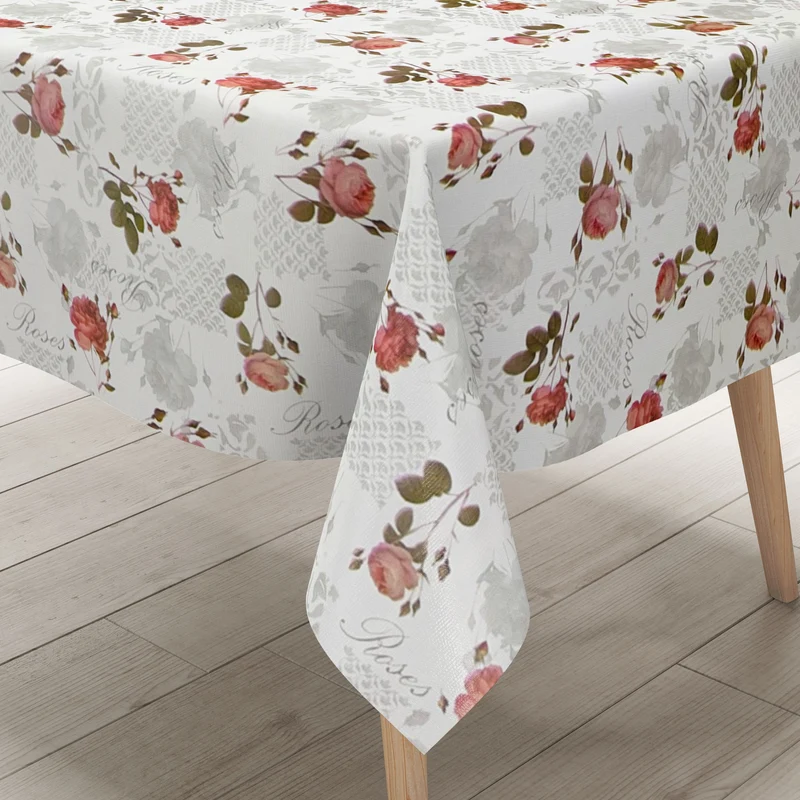 Wachstuch Tischdecke B9054-02 rosa Rosen Blüten eckig rund oval