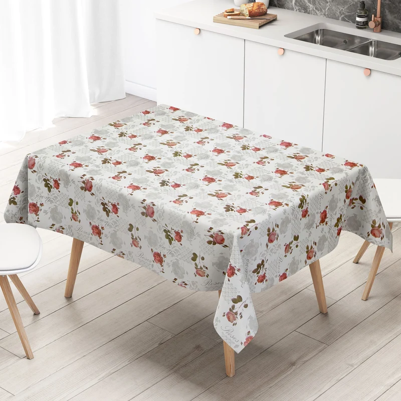 Wachstuch Tischdecke B9054-02 rosa Rosen Blüten eckig rund oval
