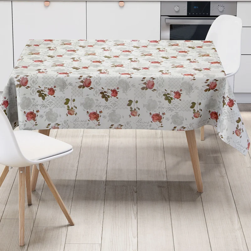 Wachstuch Tischdecke B9054-02 rosa Rosen Blüten eckig rund oval