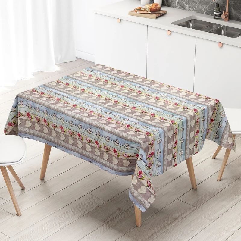 Wachstuch Tischdecke B9066-01 Holz Herzen Alpenhütte eckig rund oval