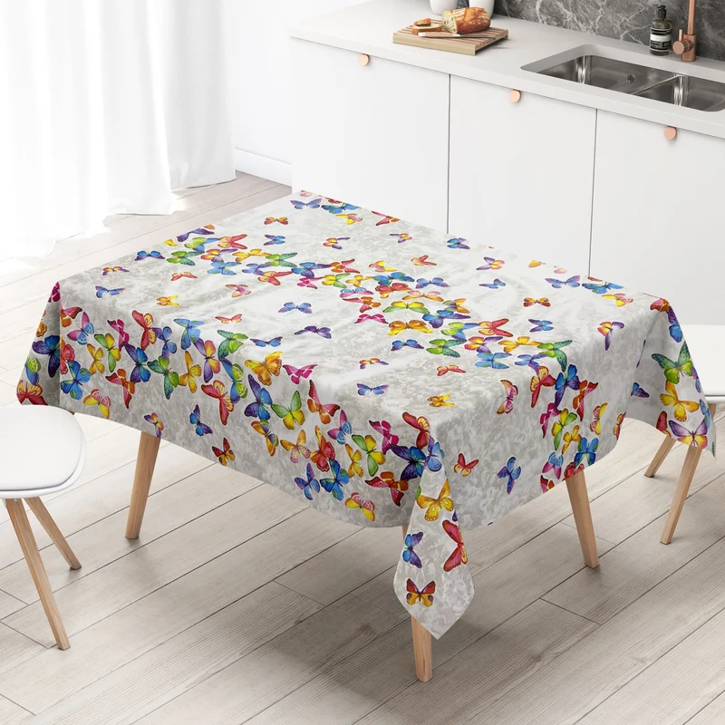 Wachstuch Tischdecke B9069-01 bunte Schmetterlinge eckig rund oval