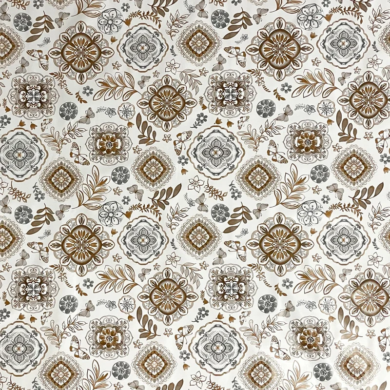 Wachstuch Tischdecke B3013-03 Zwiebelmuster Blumen braun weiß eckig rund oval