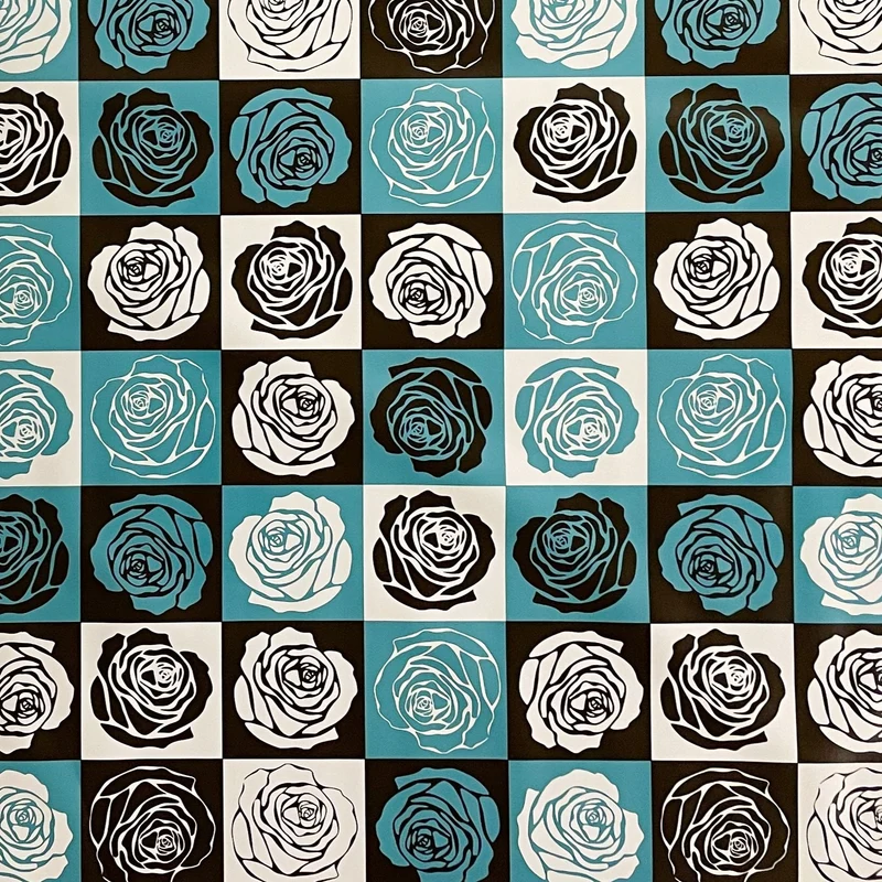 Wachstuch Tischdecke K172C Rosen Blüten hellblau braun Quadrat eckig rund oval