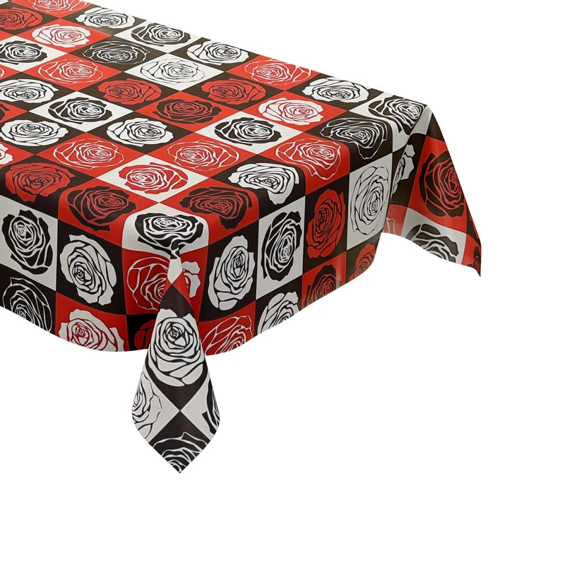 Wachstuch Tischdecke K172A Rosen Blüten rot schwarz Quadrat eckig rund oval