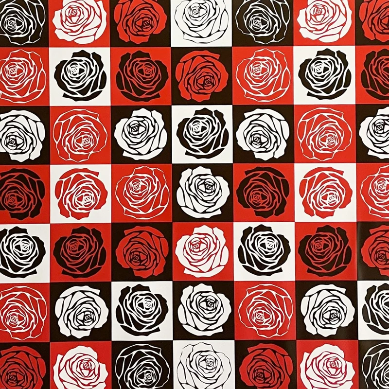 Wachstuch Tischdecke K172A Rosen Blüten rot schwarz Quadrat eckig rund oval