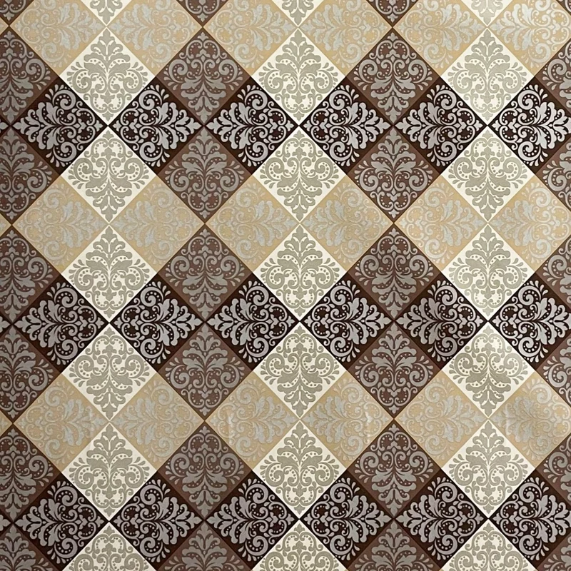Wachstuch Tischdecke K107A modern Ornamente Quadrate beige braun eckig rund oval