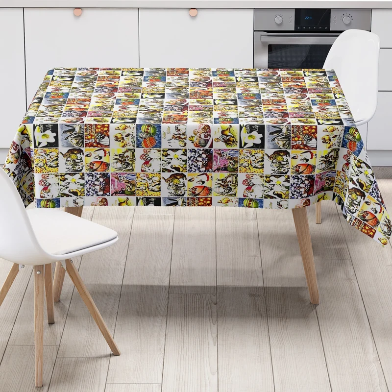 Wachstuch Tischdecke Meterware K837-1 Ostern HAPPY ESATER nostalgisch eckig rund oval