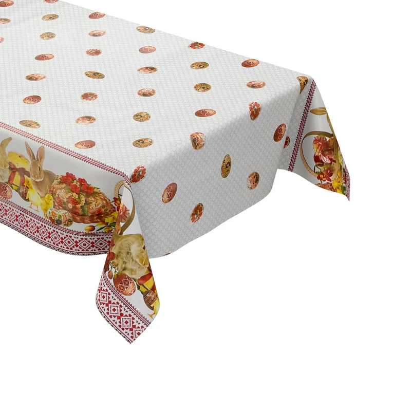 Wachstuch Tischdecke Meterware 01066-00 Ostern Osterhase Bordürenmuster eckig rund oval