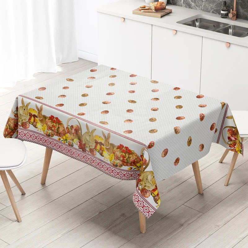 Wachstuch Tischdecke Meterware 01066-00 Ostern Osterhase Bordürenmuster eckig rund oval