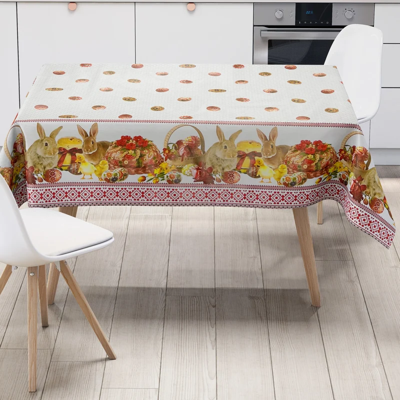 Wachstuch Tischdecke Meterware 01066-00 Ostern Osterhase Bordürenmuster eckig rund oval