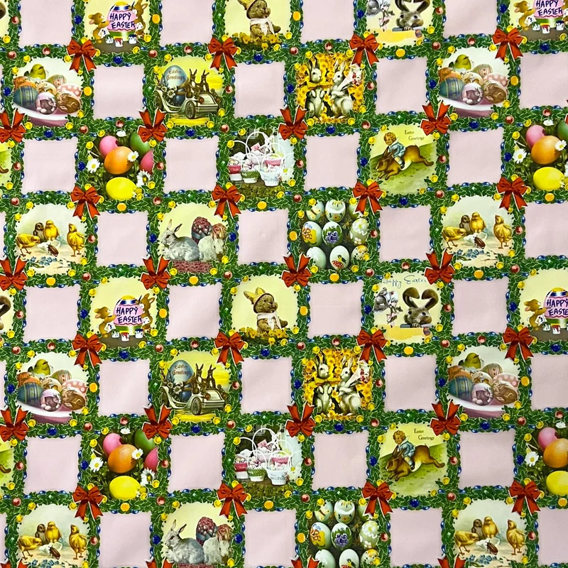 Wachstuch Tischdecke Meterware K836-7 Ostern HAPPY EASTER rosa kariert eckig rund oval