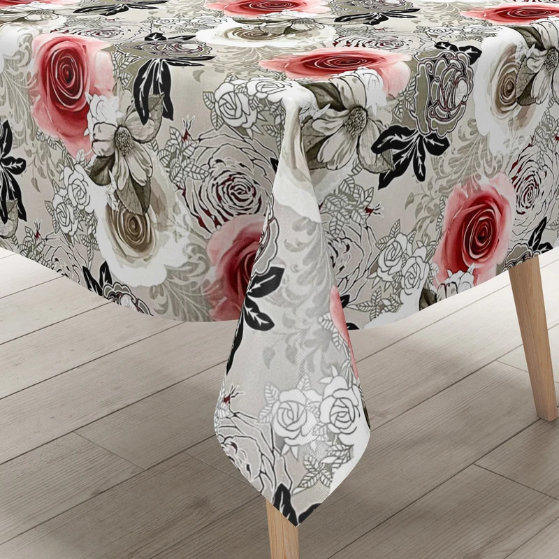 Wachstuch Tischdecke Meterware K129D Rosen Blüten Garten eckig rund oval