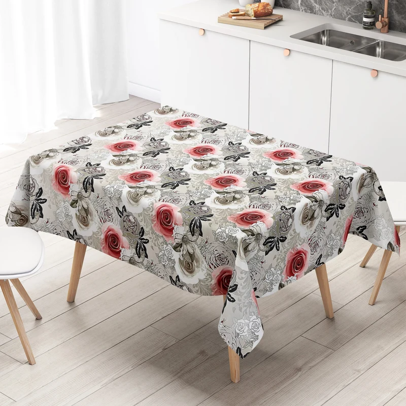 Wachstuch Tischdecke Meterware K129D Rosen Blüten Garten eckig rund oval