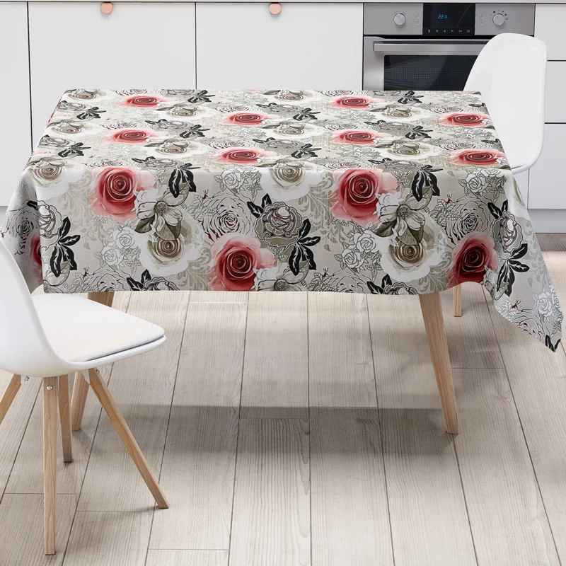 Wachstuch Tischdecke Meterware K129D Rosen Blüten Garten eckig rund oval