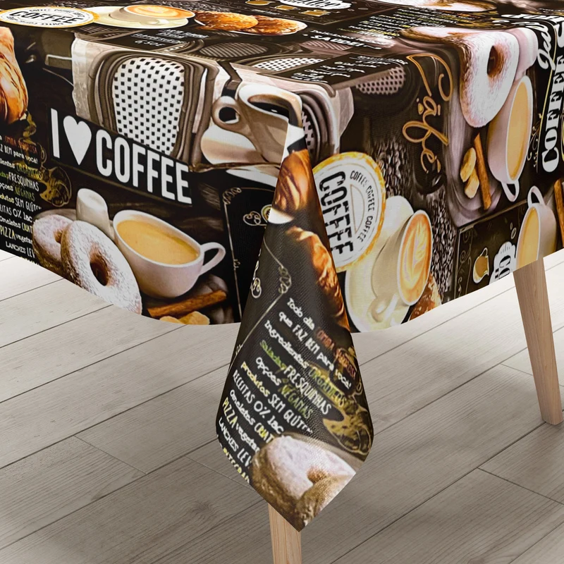 Wachstuch Tischdecke Meterware K70A I LOVE COFFEE Donuts Cafe eckig rund oval
