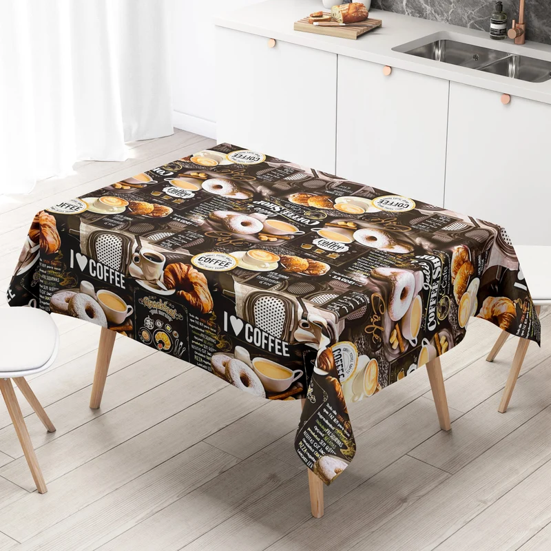 Wachstuch Tischdecke Meterware K70A I LOVE COFFEE Donuts Cafe eckig rund oval