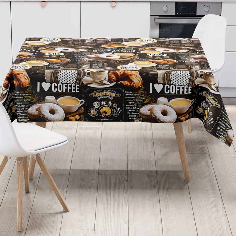Wachstuch Tischdecke Meterware K70A I LOVE COFFEE Donuts Cafe eckig rund oval