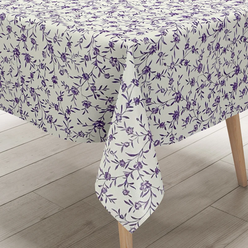 Wachstuch Tischdecke geprägt K214C lila Rosen Blumenranken Meterware eckig rund oval