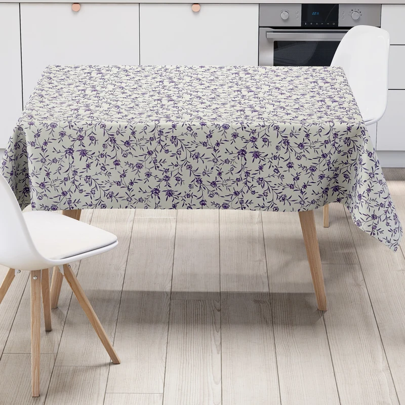 Wachstuch Tischdecke geprägt K214C lila Rosen Blumenranken Meterware eckig rund oval