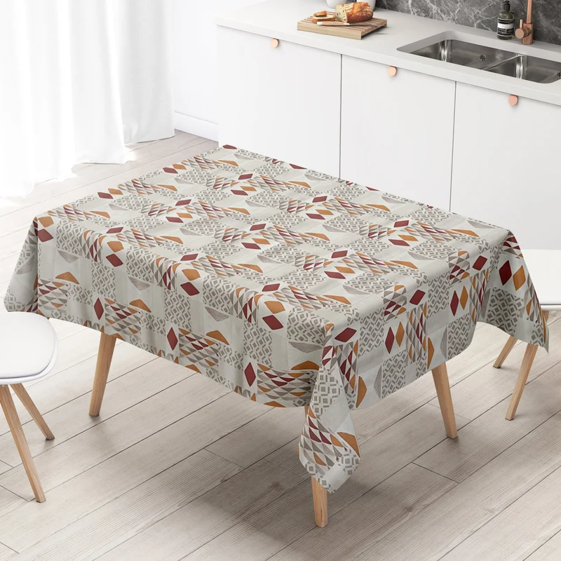 Wachstuch Wachstuchtischdecke 01571-01 Dreieck Geometrie retro orange rot eckig rund oval abwischbar