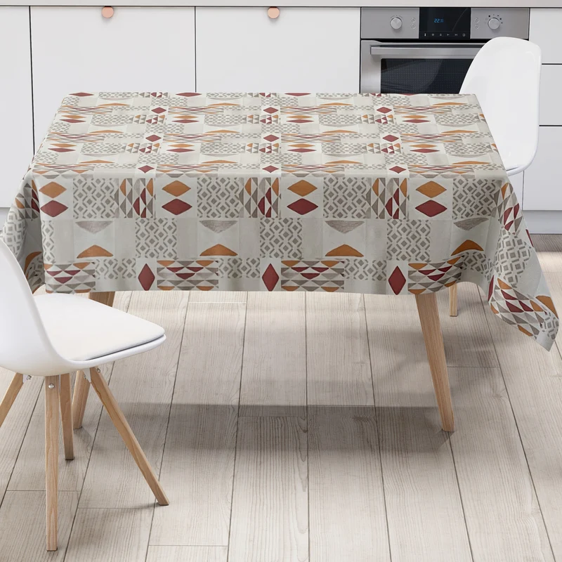 Wachstuch Wachstuchtischdecke 01571-01 Dreieck Geometrie retro orange rot eckig rund oval abwischbar