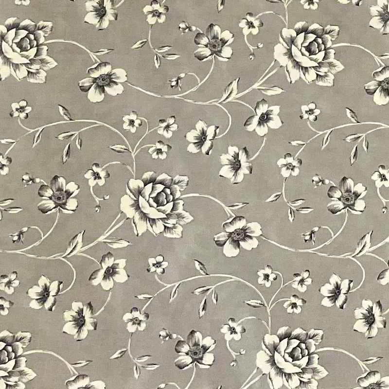 Wachstuch Tischdecke 01635-03 Rosenranken auf grau Elegant Barock eckig rund oval abwischbar