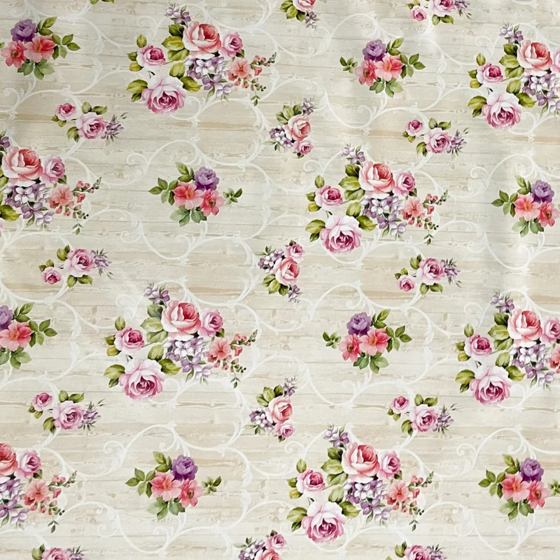 Wachstuch Tischdecke 01341-01 Rosen Blüten auf Holz beige eckig rund oval
