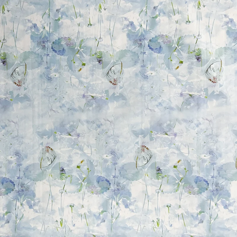 Wachstuch Tischdecke Bordürenmuster K-BE4228 Eisblumen Blüten auf hellblau eckig rund oval